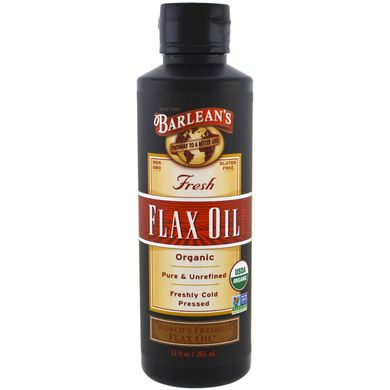 Органическое свежее льняное масло Barlean's (Fresh Flax Oil) 355 мл купить в Киеве и Украине