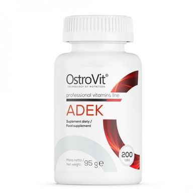 Комплекс вітамінів (А + Д + Е + К), ADEK, OstroVit, 200 таблеток