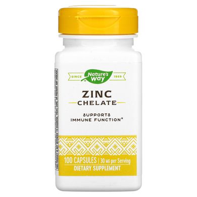 Хелат цинку, Zinc Chelate, Nature's Way, 30 мг, 100 капсул