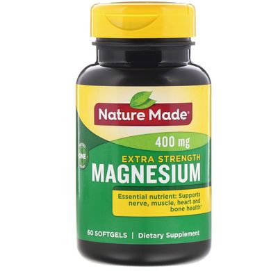 Високоефективний магній, Nature Made, 400 мг, 60 м'яких таблеток