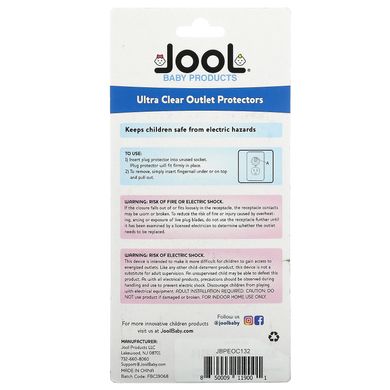 Jool Baby Products, Надпрозорі захисні плівки для розеток, 32 шт. В упаковці