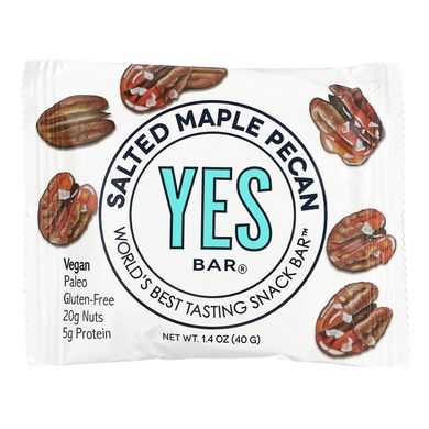 Батончики солоний клен та пекан Yes Bar (Snack Bar Salted Maple Pecan) 6 батончиків