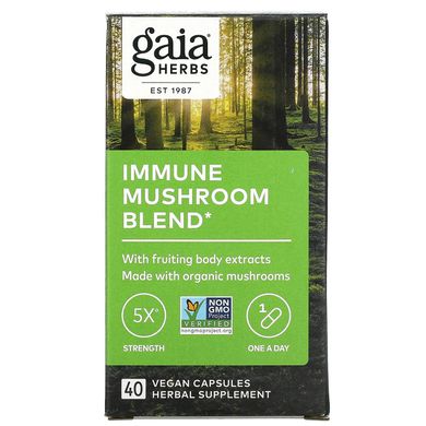 Gaia Herbs, Суміш імунних грибів, 40 веганських капсул