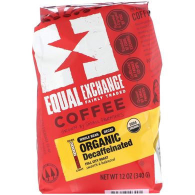 Органічна кава без кофеїну, цільні боби, Equal Exchange, 12 унцій 340 г