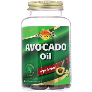Олія авокадо, Avocado Oil, Nature's Life, 60 вегетаріанських капсул