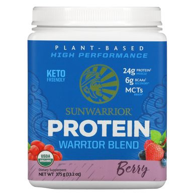 Протеїнова суміш для справжніх бійців, органічний рослинний розчин, ягідний, Sunwarrior, 13,2 унції (375 г)