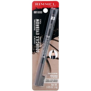Професійний олівець для брів, 001 темно-коричневий, Rimmel London, 1,4 г