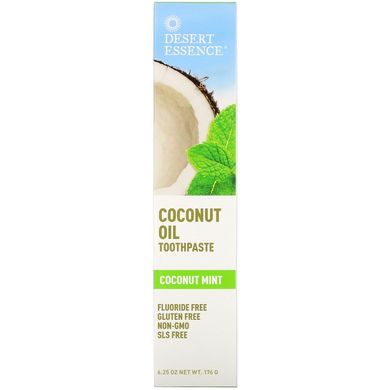Зубна паста з кокосовою олією, Кокос і м'ята, Desert Essence, 6,25 унції (176 г)