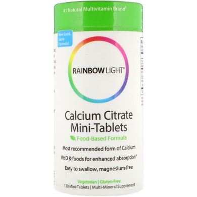 Кальцій цитрат, Calcium Citrate, Rainbow Light, 120 міні-таблеток