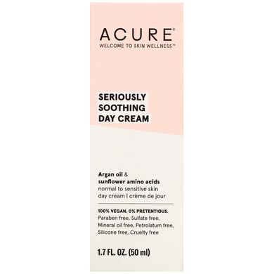 Денний крем для чутливої ​​шкіри обличчя без запаху з аргановою олією Acure (Day Cream) 50 мл
