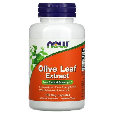 Екстракт листя оливи Now Foods (Olive Leaf Extract) 100 рослинних капсул