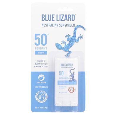 Blue Lizard Australian Sunscreen, Sensitive, мінеральний сонцезахисний крем-стік, SPF 50+, 14 г (0,5 унції)