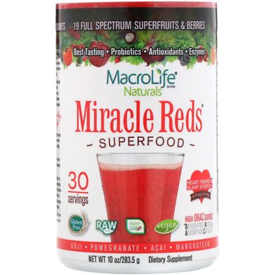 Суперфуд антиоксиданти для серця для веганів органік Macrolife Naturals (Miracle Reds) 283.5 г
