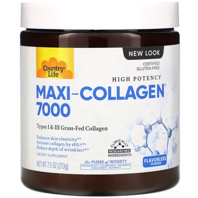 Колаген максі з вітаміном А і С плюс біотин Country Life (Maxi-Collagen C and A plus Biotin) 213 г