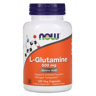 Глютамін Now Foods (L-Glutamine) 500 мг 120 рослинних капсул