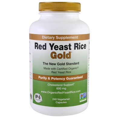 Червоний дріжджовий рис, золотий, IP-6 International, 600 мг, 240 вегетаріанських капсул