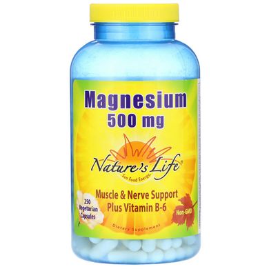 Магний, Magnesium, Nature's Life, 500 мг, 250 вегетарианских капсул купить в Киеве и Украине