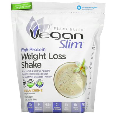 Vegan Slim, з високим вмістом білка, коктейль для схуднення, ваніль, VeganSmart, 24,2 унції (686 г)