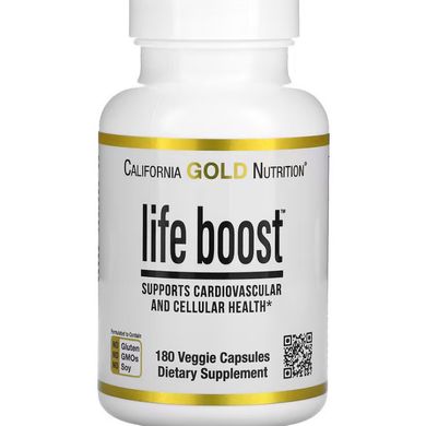 Вітаміни для здоров'я серцево-судинної системи та клітин California Gold Nutrition (Life Boost) 180 рослинних капсул