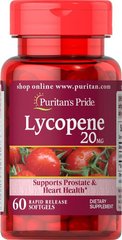Ликопен, Lycopene, Puritan's Pride, 20 мг, 60 капсул купить в Киеве и Украине