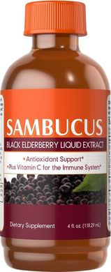 Екстракт чорної бузини рідина, Sambucus Black Elderberry Liquid Extract, Puritan's Pride, 118 мл