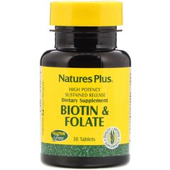 Биотин и фолат, Biotin & Folate, Nature's Plus, 30 таблеток купить в Киеве и Украине