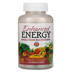 Мультивітаміни з цільних продуктів, зі смаком манго і ананаса, Enhanced Energy Whole Food Multivitamins, KAL, 60 жувальних таблеток