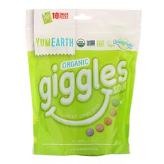 Органічні льодяники, Organic Giggles Sour, YumEarth, 10 пакетів з закусками по 0,5 унції (14 г) кожна