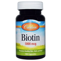 Біотин Carlson Labs (Biotin) 5000 мкг 100 капсул