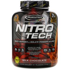 NitroTech, основне джерело сироваткового ізоляту і пептидів, молочний шоколад, Muscletech, 4,00 фунта (1,81 кг)