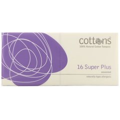 Cottons Comforts, 100% Natural Cotton Tampons, Super Plus, Unscented, 16 Tampons купить в Киеве и Украине