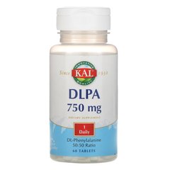Проти депресії, DL-фенілаланін, DLPA, KAL, 750 мг, 60 таблеток
