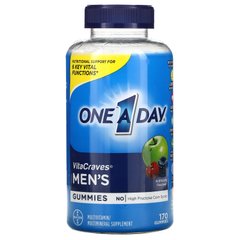 One-A-Day, для чоловіків, мультивітамінна / мультимінеральна добавка VitaCraves, зі штучним смаком, 170 жувальних цукерок.