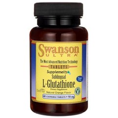 L-глутатіон за участю глутатіону Сетра, L-Glutathione Featuring Setria Glutathione, Swanson, 50 мг, 60 жувальних