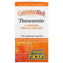 Natural Factors, CurcuminRich, Theracurmin, куркумін, 120 рослинних капсул