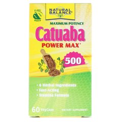 Катуаба Power Max500, максимальная эффективность, Natural Balance, 60 капсул с оболочкой из ингредиентов растительного происхождения купить в Киеве и Украине