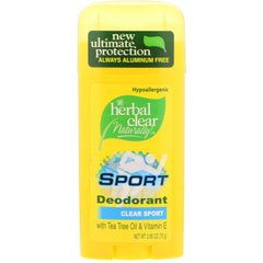 Herbal Clear Naturally!, Натуральный дезодорант для тех, кто занимается спортом, Прозрачный, 21st Century, 2,65 унции (75 г) купить в Киеве и Украине