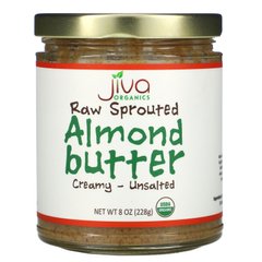 Масло з сирого пророслого мигдалю, вершкове - несолоне, Raw Sprouted Almond Butter, Creamy - Unsalted, Jiva Organics, 228 г