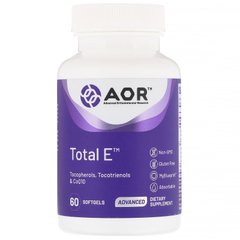 Просунута серія, Total E, комплекс вітаміну Е, Advanced Orthomolecular Research AOR, 60 м'яких таблеток