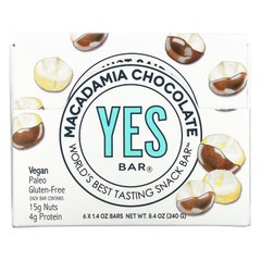 Батончики шоколад з макадамією Yes Bar (Snack Bar Macadamia Chocolate) 6 батончиків