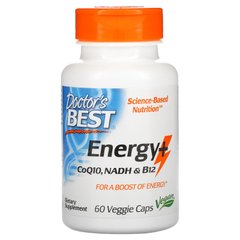 Енергія + Коензим Q10, Energy + CoQ10, NADH,B12, Doctor's Best, 60 вегетаріанських капсул