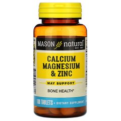 Кальцій магній та цинк Mason Natural (Calcium Magnesium & Zinc) 100 таблеток