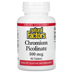 Natural Factors, Піколінат хрому, 500 мкг, 90 таблеток