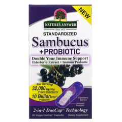 Бузина + Пробиотик, Sambucus + ProBiotic, Nature's Answer, 60 вегетарианских капсул купить в Киеве и Украине