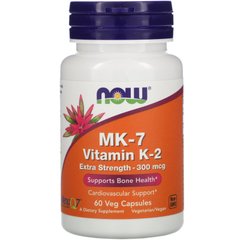 MK-7 Вітамін K-2 Now Foods (MK-7 Vitamin K-2 Extra Strength) 300 мкг 60 вегетаріанських капсул