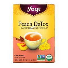 Peach Detox, без кофеина, Yogi Tea, 16 пакетиков, 1,12 унции (32 г) купить в Киеве и Украине