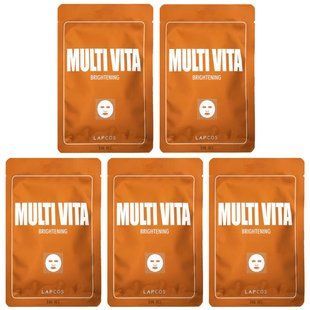 Lapcos, Multi Vita Brightening Beauty Sheet Mask Set, 5 Sheets, 0.84 fl oz (25 ml) Each купить в Киеве и Украине