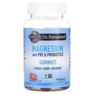 Garden of Life, Magnesium with prebiotics and probiotics, gummy bears, raspberry, 60 chewable tablets