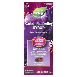Сироп от простуды и гриппа вкус ягод Nature's Way (Umcka Cold+Flu) 120 мл купить в Киеве и Украине