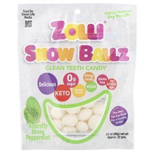 Zollipops, Zolli&reg; Snow Ballz, Naturally Strong Peppermint, Approx. 22 Pieces, 3.1 oz (88 g) купить в Киеве и Украине
